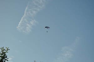 Parachutes were dropped out of the sky. Photo courtesy Vicki Edwards
