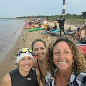 Hilary, Katie and Danielle before the swim