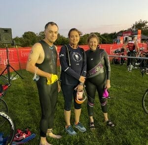 Ray, Irem and Hilary at Swim start