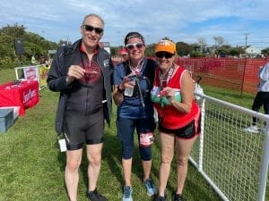 Morris, Irem, and Hilary at the end of the Montauk Relay