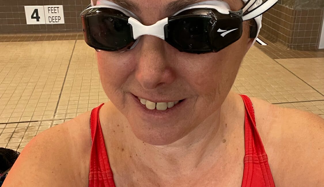 Hilary wearing FINIS smart goggles