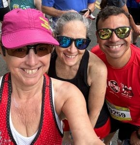 Hilary, Jodi and Marc at start of race