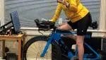 Hilary on bike trainer
